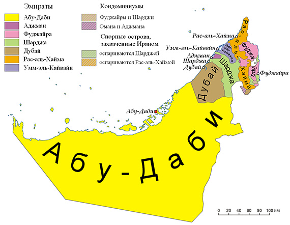 Карта ОАЭ